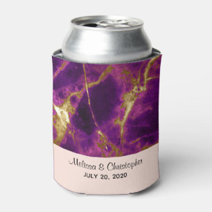Rafraîchisseur Pour Canette Mariage moderne violet et or marbre Abstrait