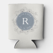Rafraîchisseur Pour Canette Mariage Monogramme bleu Dusty moderne (Devant)