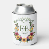 Rafraîchisseur Pour Canette Mariage Monogramme de tournesols (Can devant)