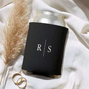 Rafraîchisseur Pour Canette Mariage Monogramme noir & écrin classique