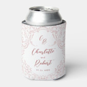 Rafraîchisseur Pour Canette Mariage Monogramme Vintage Pink Croché (Can devant)