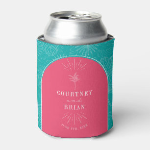 Rafraîchisseur Pour Canette Mariage Palm Tree Rose & Blue Beach