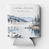 Rafraîchisseur Pour Canette Mariage paysager du lac de la neige d'hiver (Dos)