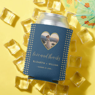 Rafraîchisseur Pour Canette Mariage personnalisé Gold & Blue pois