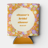 Rafraîchisseur Pour Canette Mariage personnalisé rétro orange fleurs violettes (Devant)