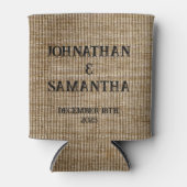 Rafraîchisseur Pour Canette Mariage personnalisé rustique burlap motif nature (Devant)