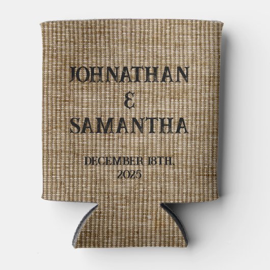 Rafraîchisseur Pour Canette Mariage personnalisé rustique burlap motif nature (Devant)