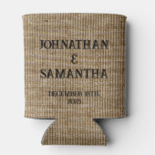 Rafraîchisseur Pour Canette Mariage personnalisé rustique burlap motif nature (Dos)