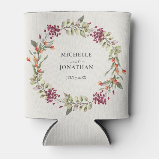 Rafraîchisseur Pour Canette Mariage Prairie Fleur Sauvage Ecru (Devant)