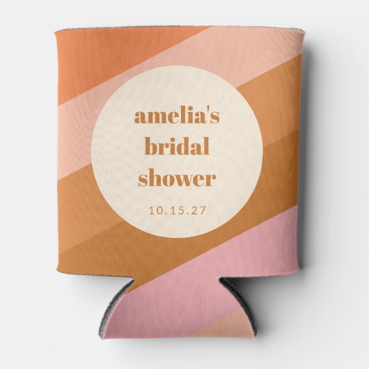 Rafraîchisseur Pour Canette Mariage rétro géométrique rose orange personnalisé (Devant)