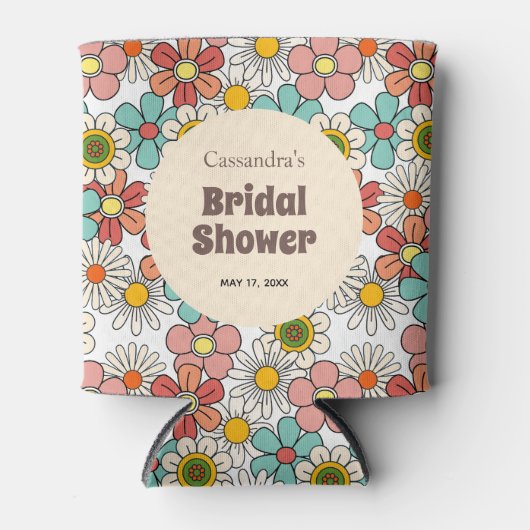 Rafraîchisseur Pour Canette Mariage rétro hippie groovy fleurs (Devant)