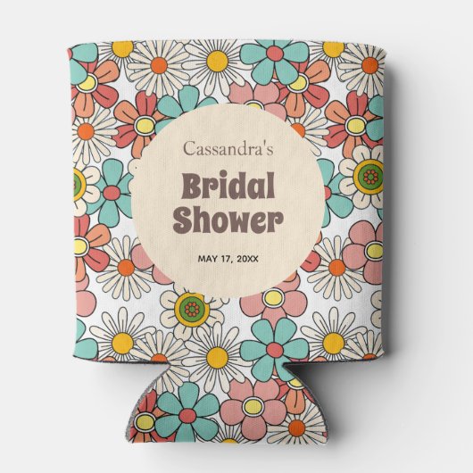 Rafraîchisseur Pour Canette Mariage rétro hippie groovy fleurs  (Dos)