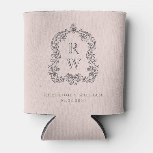 Rafraîchisseur Pour Canette Mariage rose pâle Monogramme Crest (Devant)