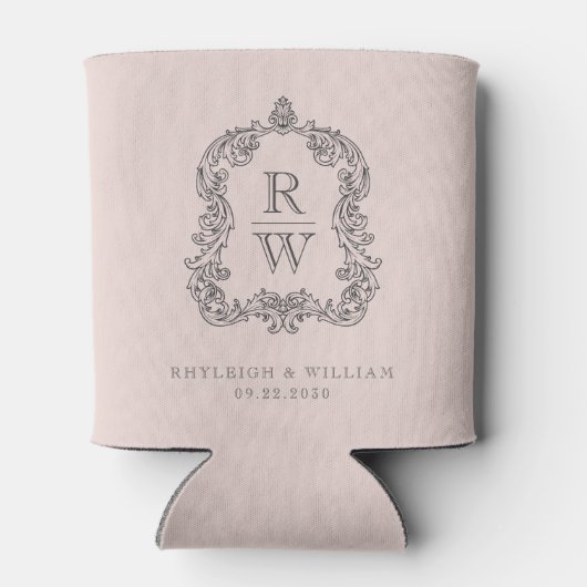 Rafraîchisseur Pour Canette Mariage rose pâle Monogramme Crest (Dos)