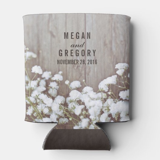 Rafraîchisseur Pour Canette Mariage rustique du souffle du bébé (Dos)