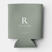 Rafraîchisseur Pour Canette Mariage Sage & White Monogram et Couple Names (Devant)