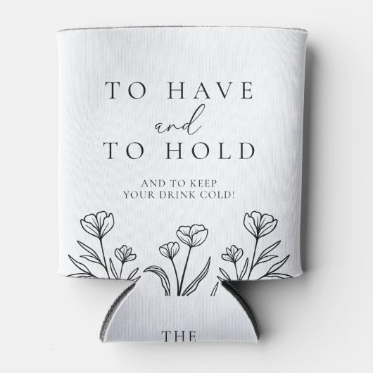 Rafraîchisseur Pour Canette Mariage simple de monogramme floral noir et blanc (Devant)