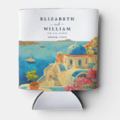 Rafraîchisseur Pour Canette Mariage Skyline Santorini Grèce Watercolor (Devant)