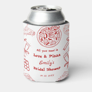 Rafraîchisseur Pour Canette Mariage thème dessin à la main amour & pizza