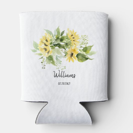 Rafraîchisseur Pour Canette Mariage Tournesol Nom et date Can Cooler (Dos)