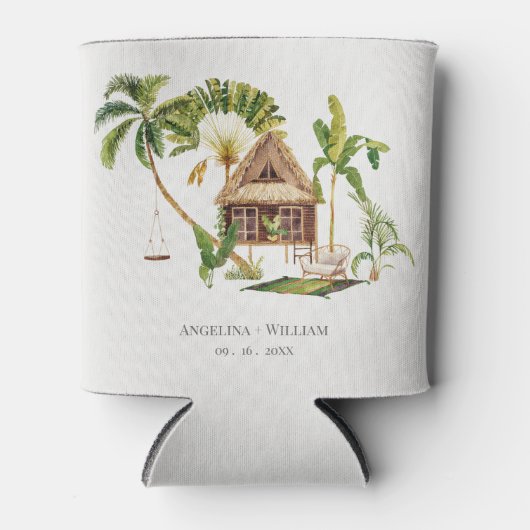 Rafraîchisseur Pour Canette Mariage Tropical Palm Tree (Devant)