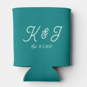 Rafraîchisseur Pour Canette Mariage turquoise Favor Monogrammed Can Plus (Dos)