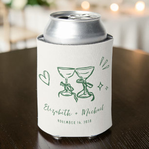 Rafraîchisseur Pour Canette Mariage vert crème romantique dessiné à la main de