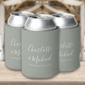 Rafraîchisseur Pour Canette Mariage vert Sage Script Signature