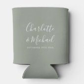 Rafraîchisseur Pour Canette Mariage vert Sage Script Signature (Dos)