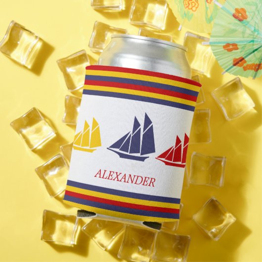 Rafraîchisseur Pour Canette Marine Bleu Bleu Jaune Voilier Bleu Bleu Bleu Bleu (Été in situ)