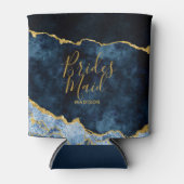 Rafraîchisseur Pour Canette Marine Blue & Gold Foil Agate Marbre Bridesmaid (Devant)