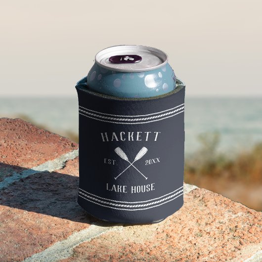 Rafraîchisseur Pour Canette Marine Blue Rustic Oars Personnalisé Lake House