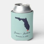 Rafraîchisseur Pour Canette Marine et Coral Floride Mariage Faveur (Can devant)