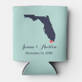 Rafraîchisseur Pour Canette Marine et Coral Floride Mariage Faveur (Devant)