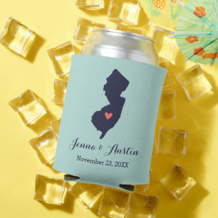 Rafraîchisseur Pour Canette Marine et Coral New Jersey Mariage Favor
