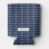 Rafraîchisseur Pour Canette Marine & Flèches blanches Personnalisées (Devant)