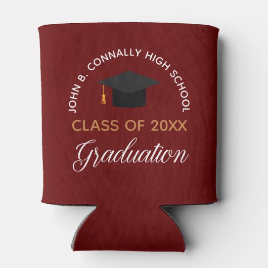 Rafraîchisseur Pour Canette Maroon Graduation Party Custom Keepsaké (Dos)