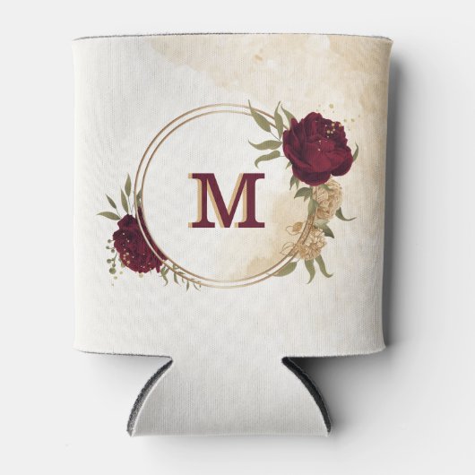 Rafraîchisseur Pour Canette Maroon vert beige or botanique (Devant)