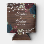 Rafraîchisseur Pour Canette Marsala & Marine Rustic Wood Mariage (Devant)