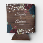 Rafraîchisseur Pour Canette Marsala & Marine Rustic Wood Mariage (Dos)