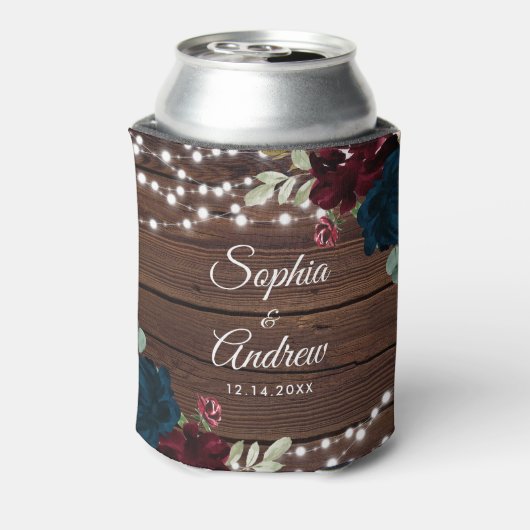 Rafraîchisseur Pour Canette Marsala & Marine Rustic Wood Mariage (Can Dos)