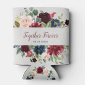 Rafraîchisseur Pour Canette Marsala & Navy Floral Mr & Mrs Wedding Favor (Dos)