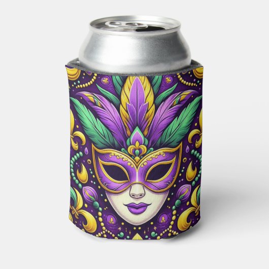 Rafraîchisseur Pour Canette Masque Mardi Gras/perles/fleur de lis (Can Dos)