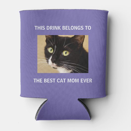 Rafraîchisseur Pour Canette Meilleur Chat Maman Jamais Photo Personnalisée Vio (Devant)