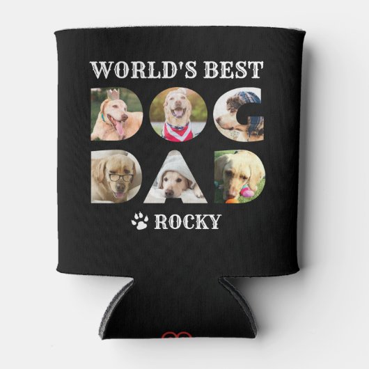 Rafraîchisseur Pour Canette Meilleur Chien Papa 6 Photo Collage Paw Amoureux d (Devant)