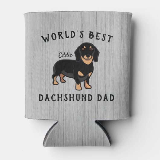 Rafraîchisseur Pour Canette Meilleur Dachshund Papa Dachshund Custom Chien Nom (Devant)