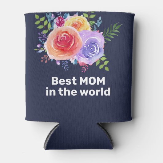 Rafraîchisseur Pour Canette Meilleure maman dans le monde Roses d'aquarelle (Devant)