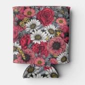 Rafraîchisseur Pour Canette Mélange de fleurs en rouge et gris (Devant)