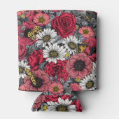 Rafraîchisseur Pour Canette Mélange de fleurs en rouge et gris (Dos)