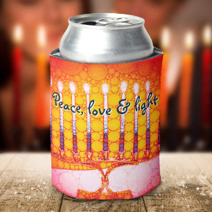 Rafraîchisseur Pour Canette Menorah de Hanukkah orange rouge Peace Love Light